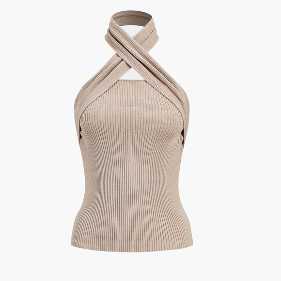 Commense Beige Ribbed Halter Top - Picture 3 of 5
